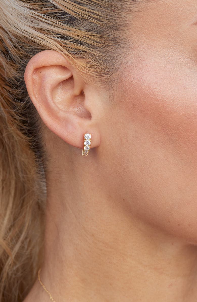 SAVVY CIE JEWELS Cubic Zirconia Arched Stud Earrings, Alternate, color, Yellow