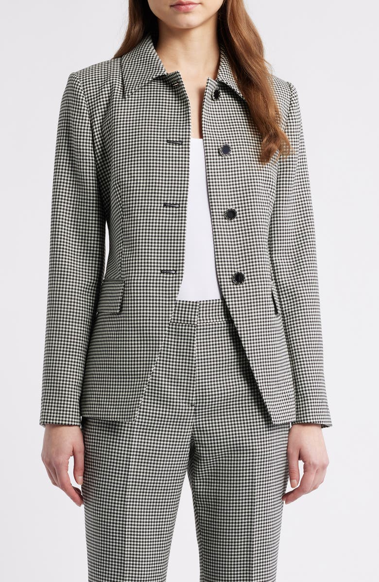 Elie Tahari The Greta Check Wool Blend Jacket, Main, color, Black And White Check