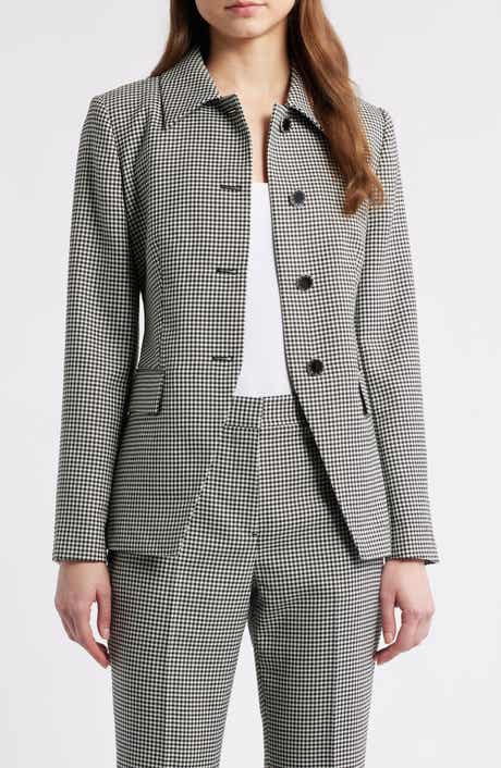 Elie Tahari The Greta Check Wool Blend Jacket