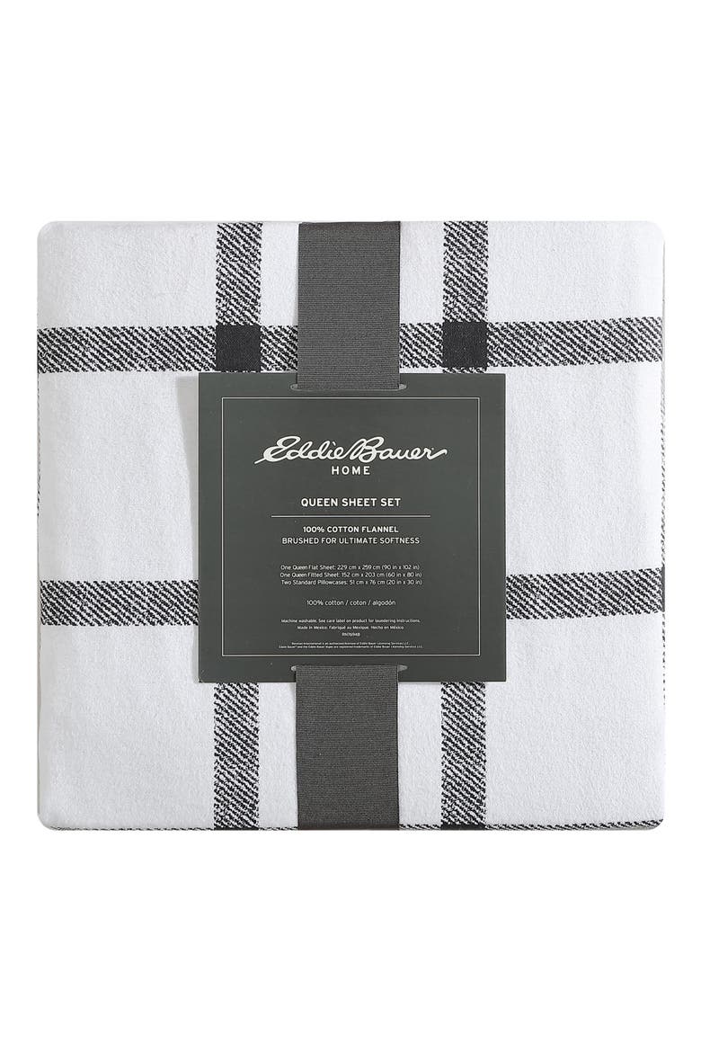Bunkhouse Plaid Cotton Flannel Sheet Set, Alternate, color, DARK GREY