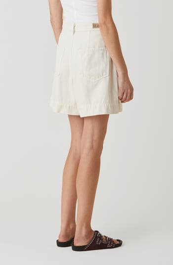 Pleated Denim Trouser Shorts