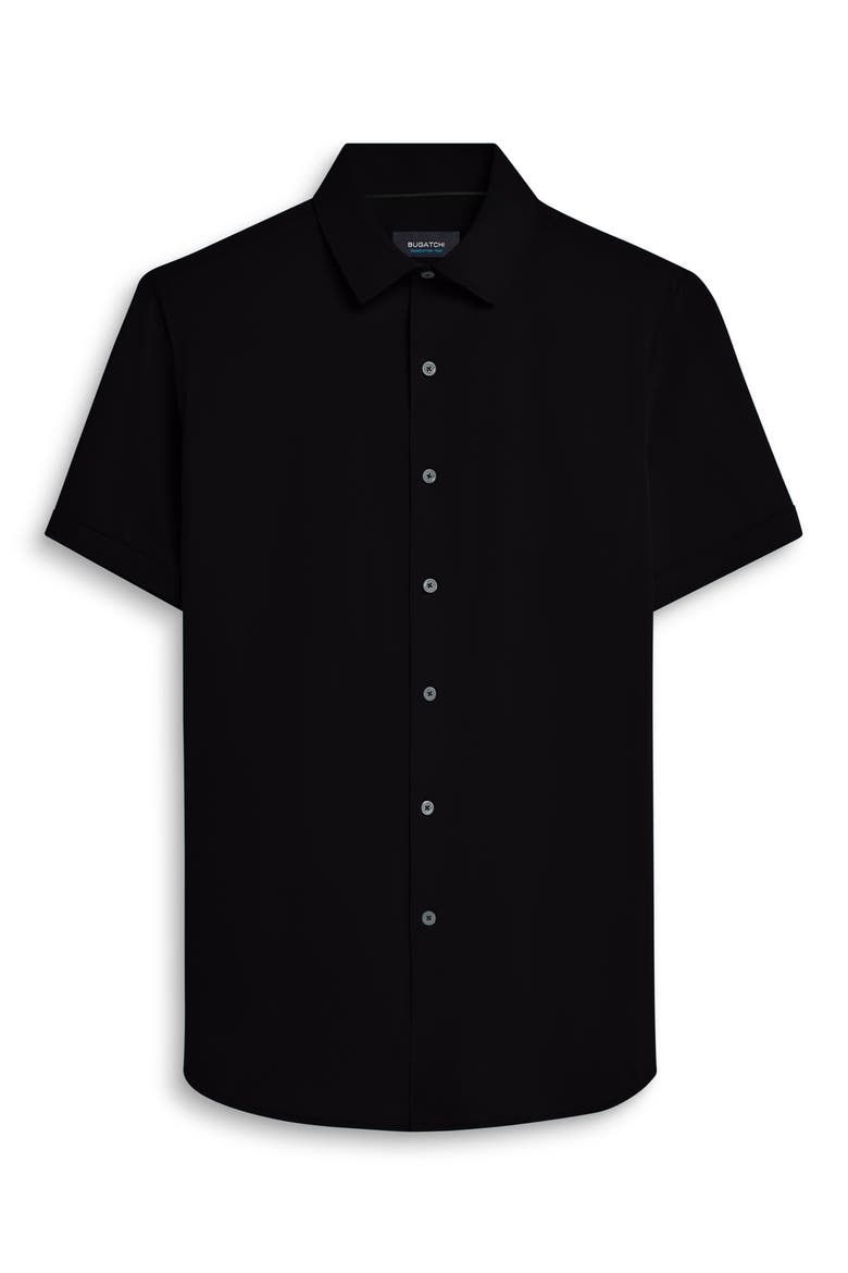 Miles OoohCotton® Short Sleeve Button-Up Shirt, Alternate, color, BLACK