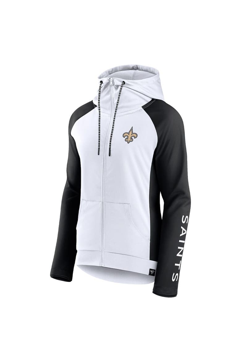 Women's Fanatics Branded White/Black New Orleans Saints End Around Lightweight Raglan Full-Zip Hoodie Jacket, Alternate, color, White