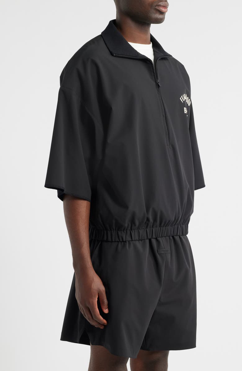 Fear of God Essentials MLB Oversize 3/4 Sleeve Half Zip Jacket, Alternate, color, Black