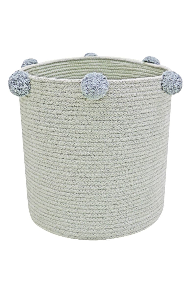 Lorena Canals Pompom Basket, Main, color, Blue Sage