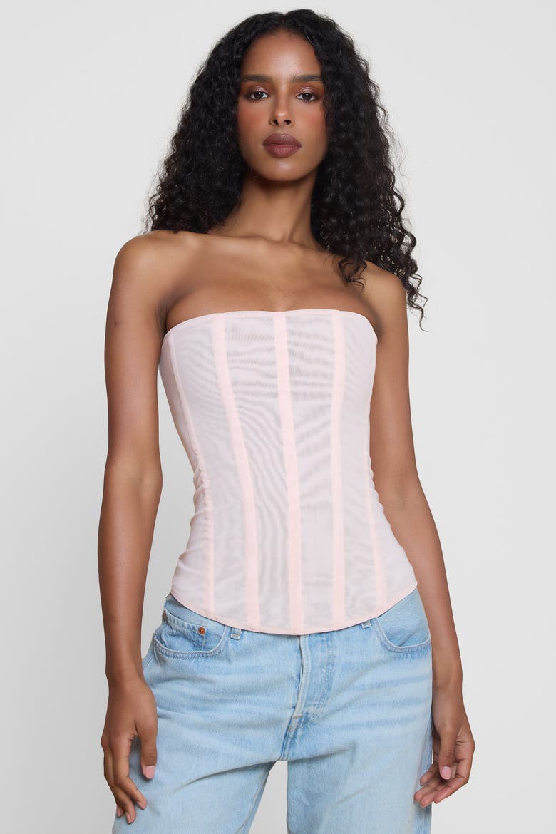 Muse Mesh Corset Top, Alternate, color, Pink