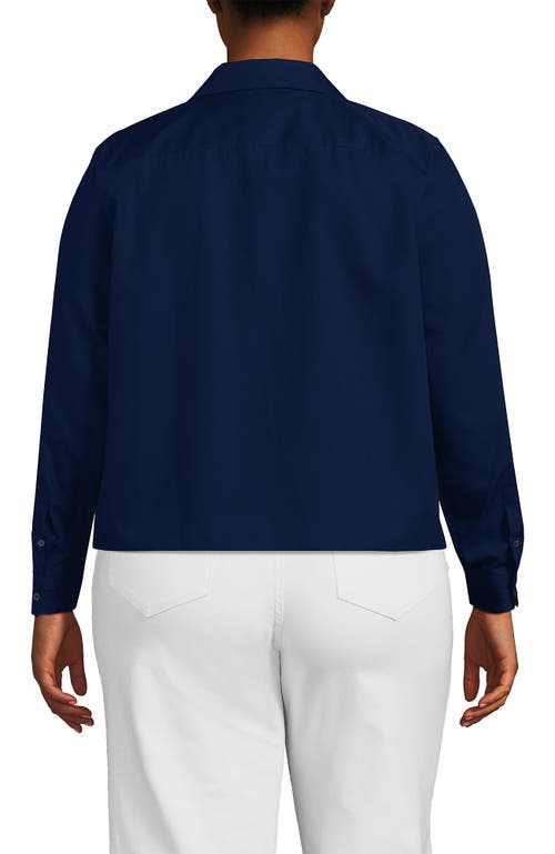 Lands' End Plus Size No Iron Boxy Cropped Shirt In Blue