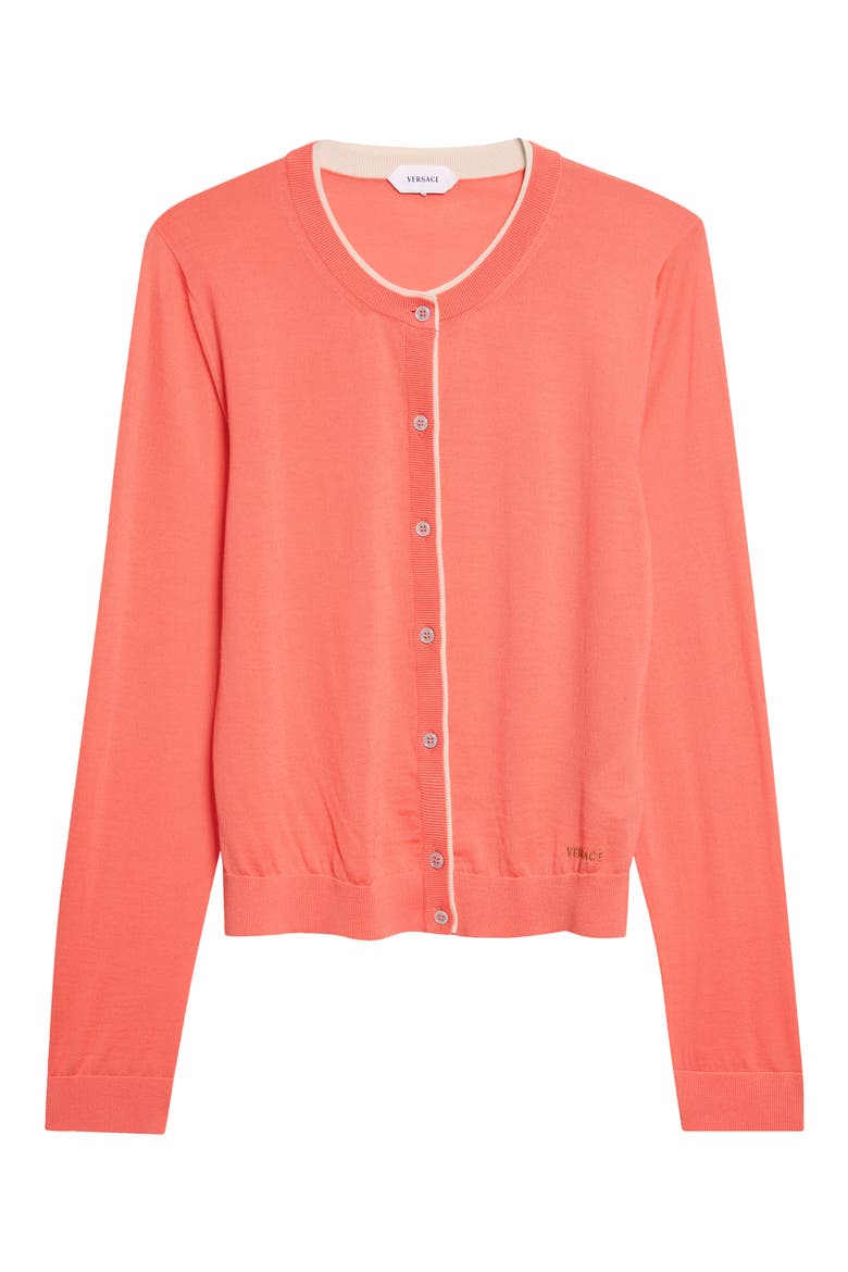 Tipped Wool Blend Cardigan, Main, color, CORAL