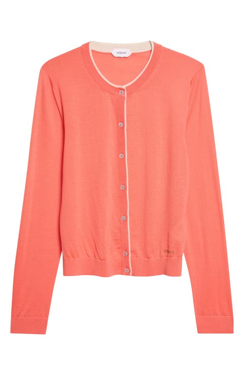 Tipped Wool Blend Cardigan