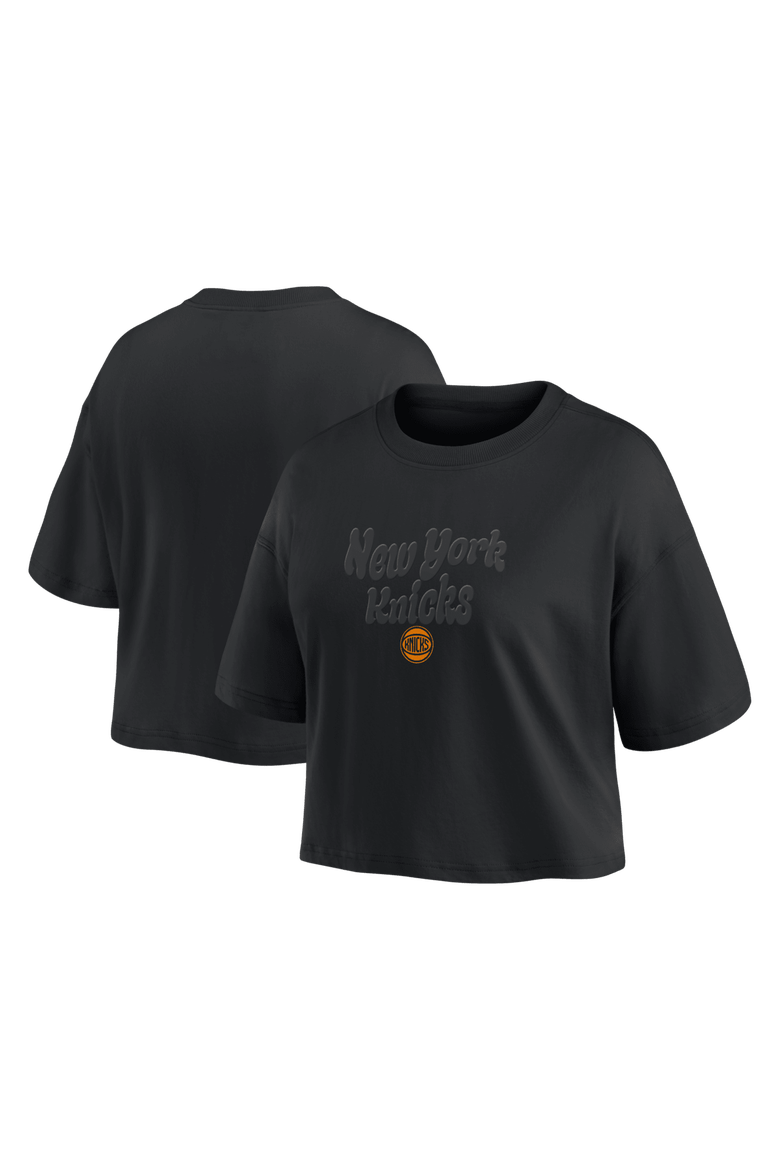 Women's Fanatics New York Knicks Blackout Wave Cropped Top, Main, color, Black
