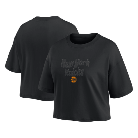 Women's Fanatics New York Knicks Blackout Wave Cropped Top