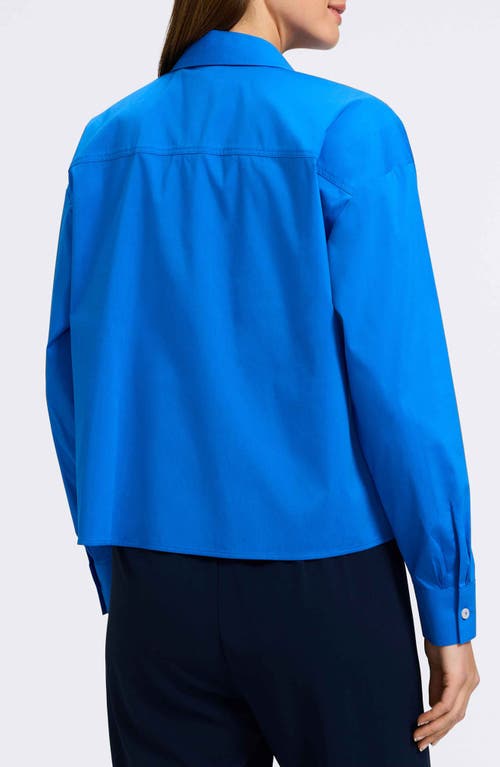 Foxcroft Marina Button-up Cotton Blend Shirt In Cobalt Blue