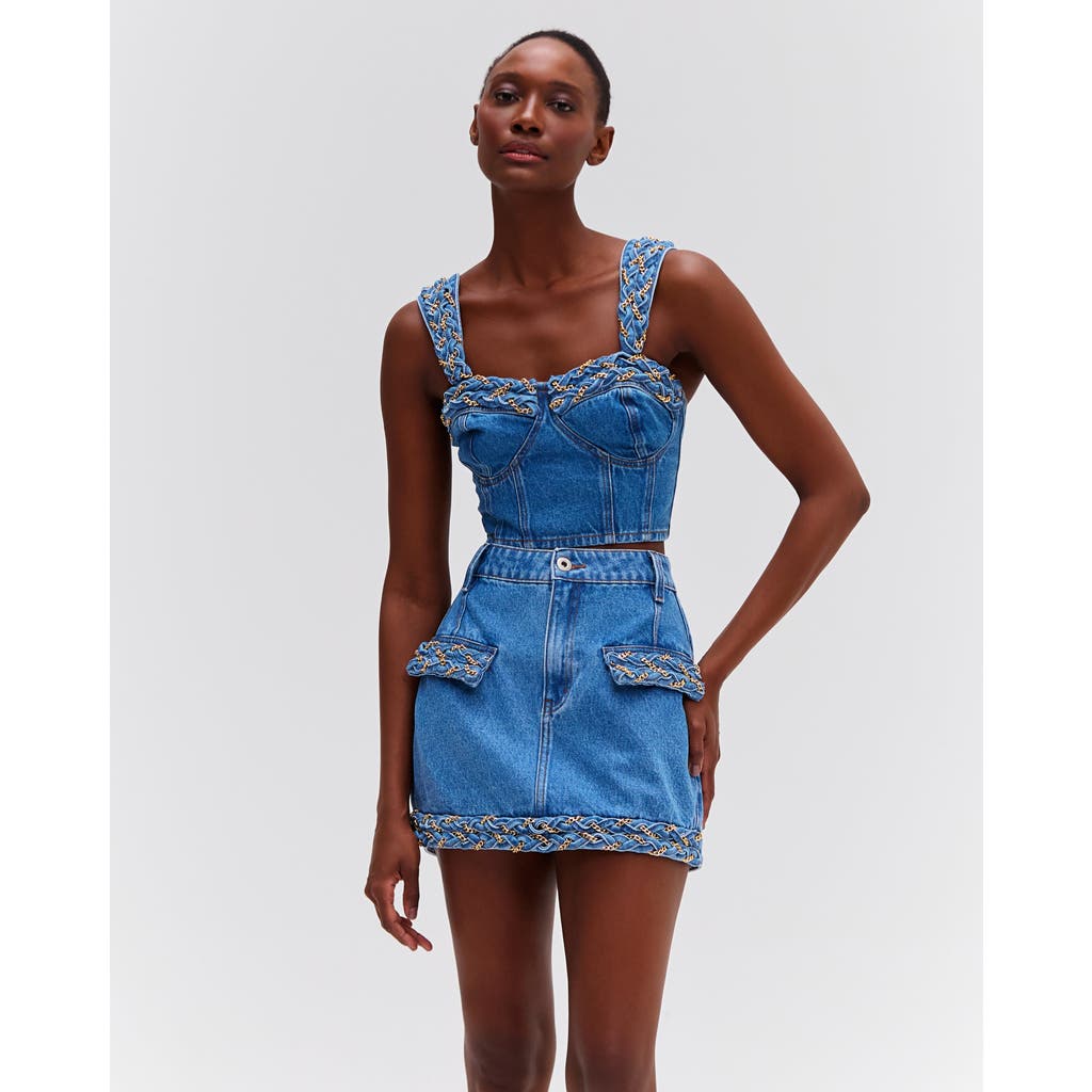 PATBO PATBO BRAIDED DENIM MINI SKIRT