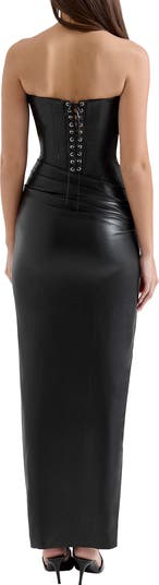 Juliana Corset Faux Leather Gown