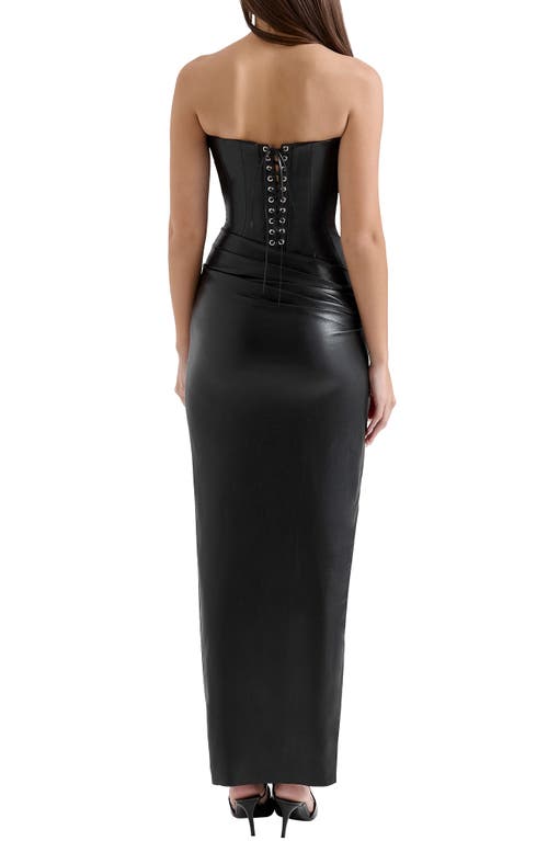 House Of Cb Juliana Corset Faux Leather Gown In Black