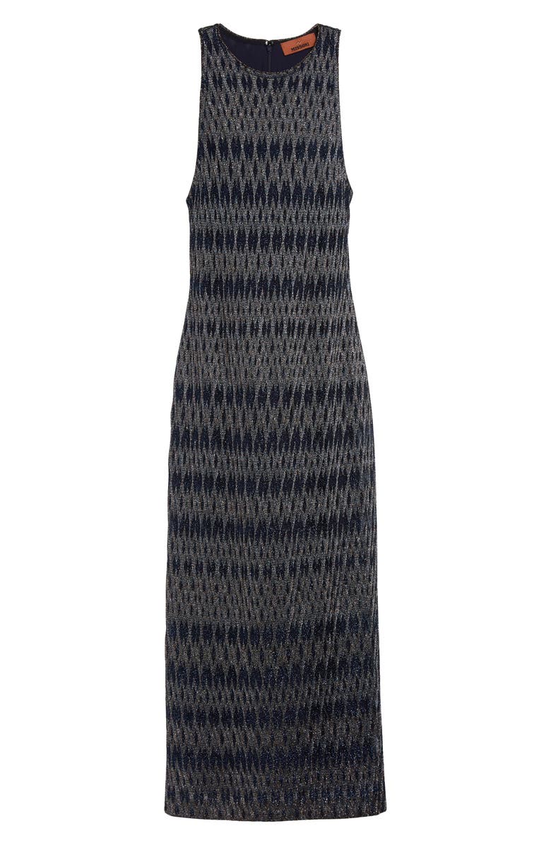 Missoni 3D Diamond Pattern Lamé Midi Dress, Main, color, Blue Tones