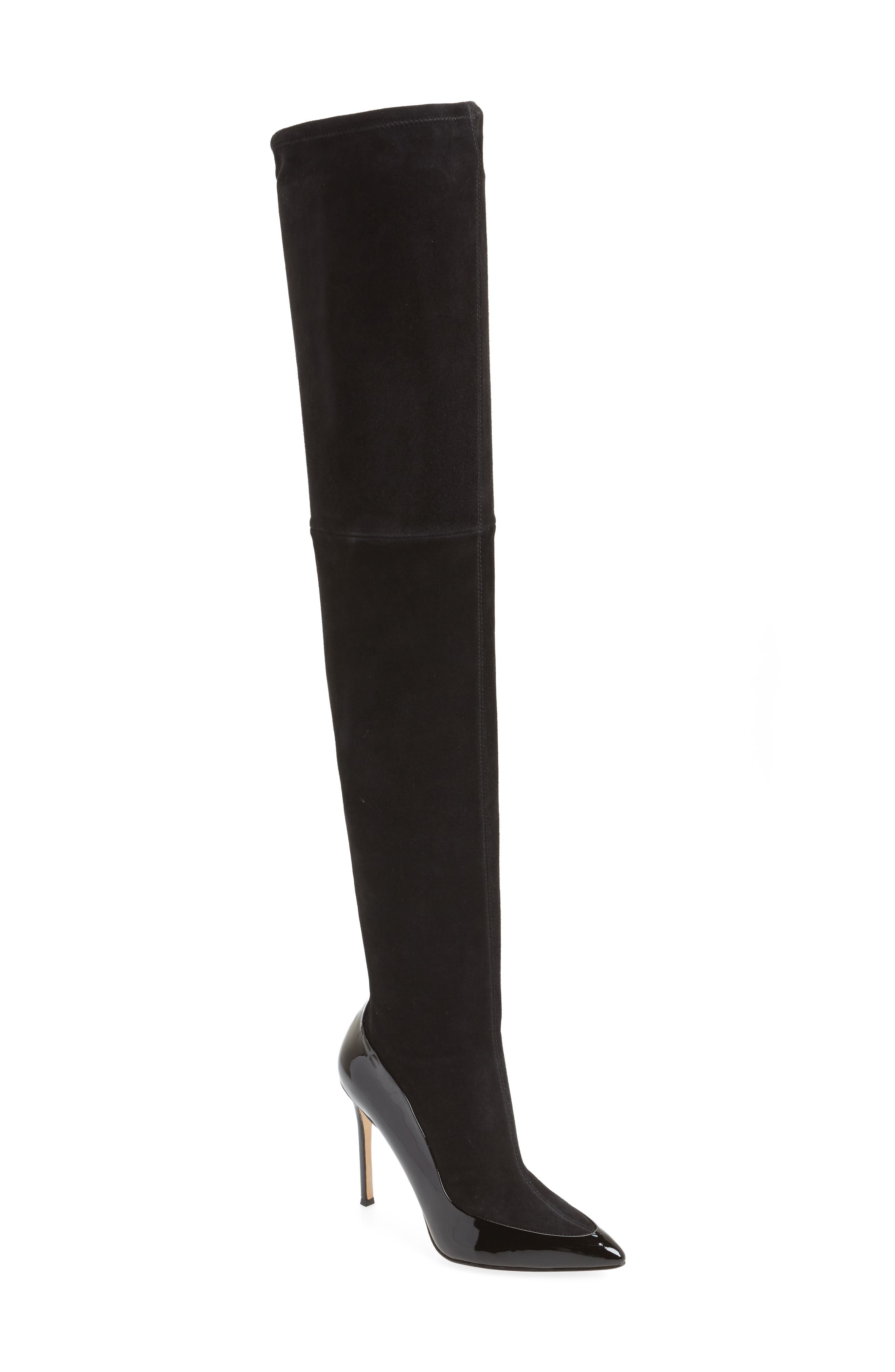 Cassie Thigh High Boot, Main, color, BLACK SUEDE