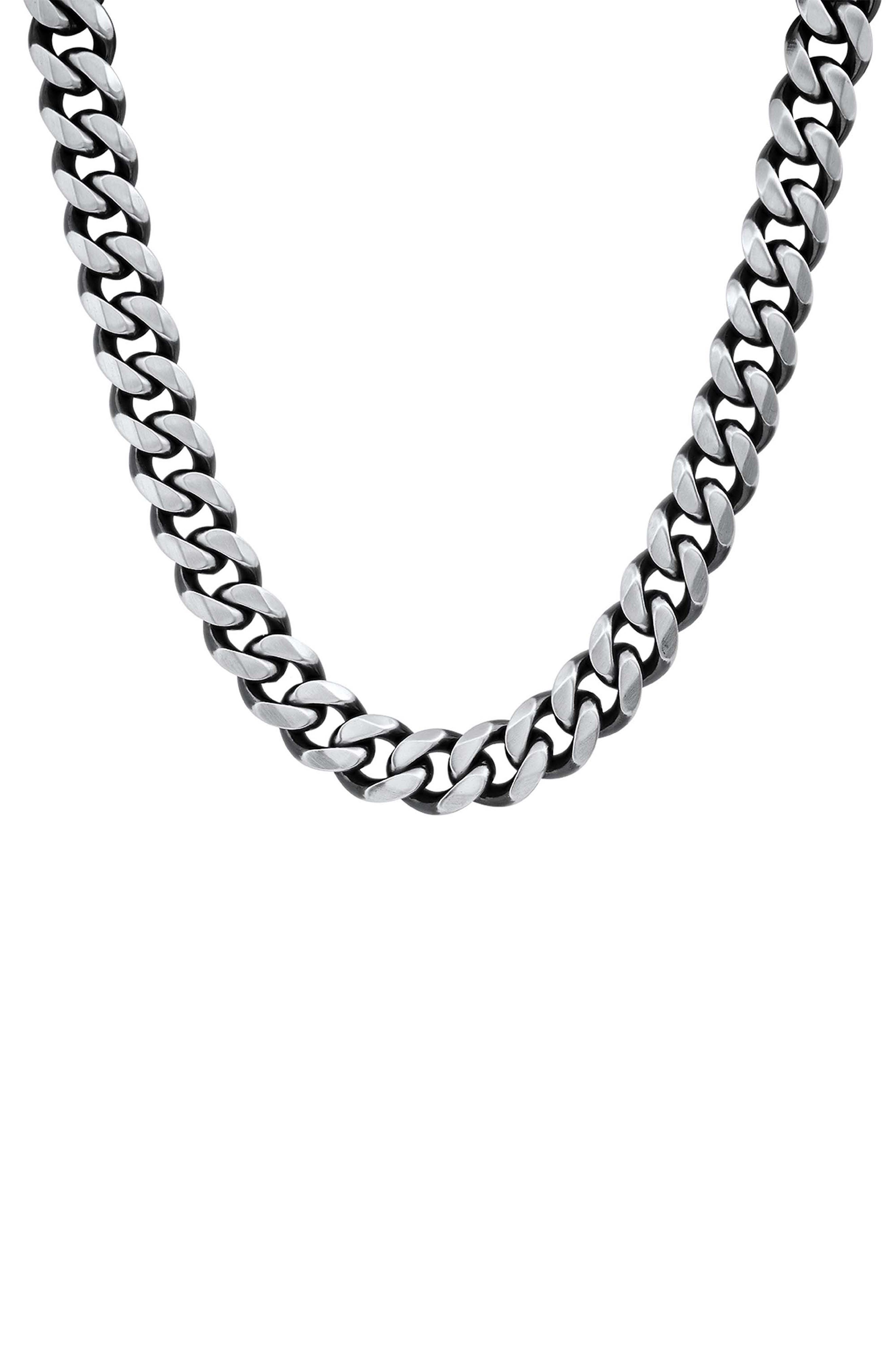 Men's Gunmetal Stainless Steel Curb Chain Necklace