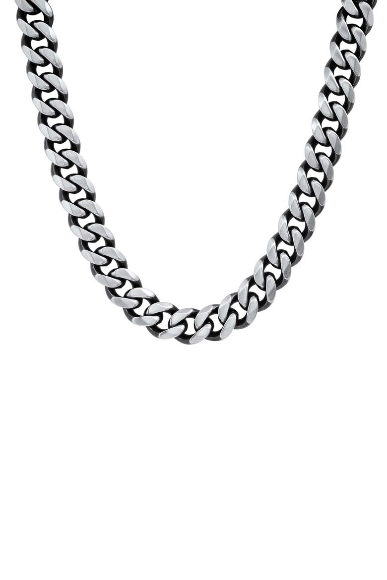 Men's Gunmetal Stainless Steel Curb Chain Necklace, Main, color, GRAY