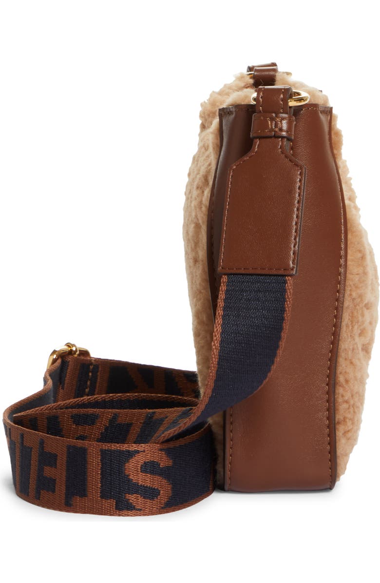 Stella McCartney Mini Faux Shearling & Faux Leather Crossbody Bag, Alternate, color,