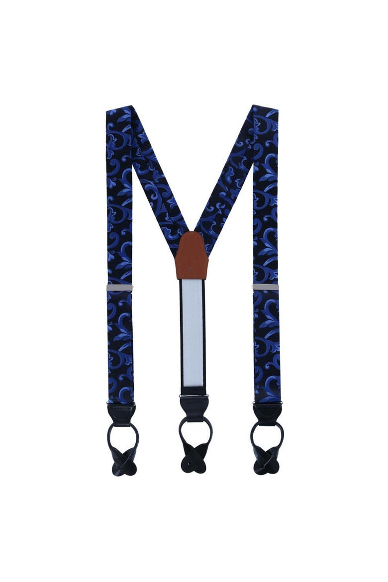 Christian the Romantic Brocade Silk Suspenders (Braces) and Bow Tie Set, Alternate, color, Royal Blue