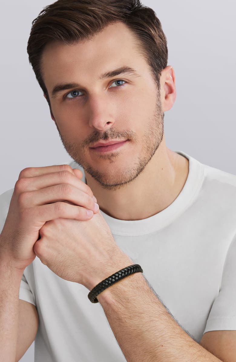 LAGOS Anthem Woven Leather Bracelet, Alternate, color, Silver