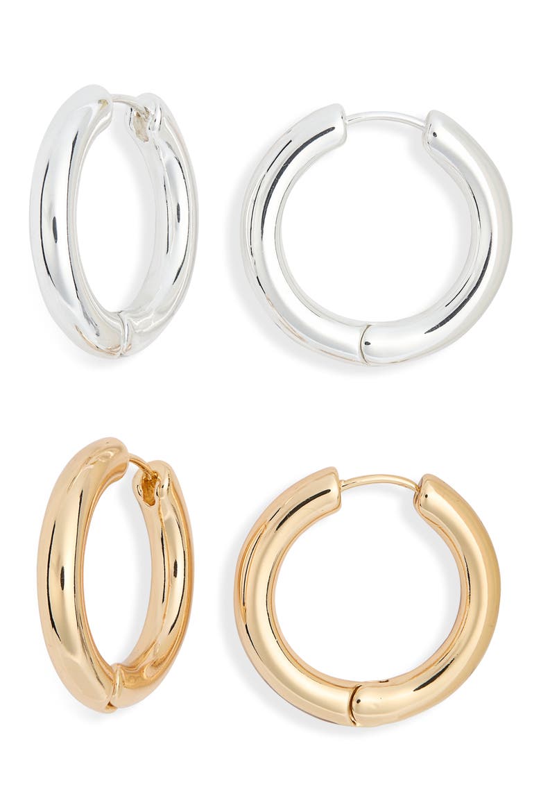 2-Pack Hoop Earrings, Main, color, GOLD- SILVER