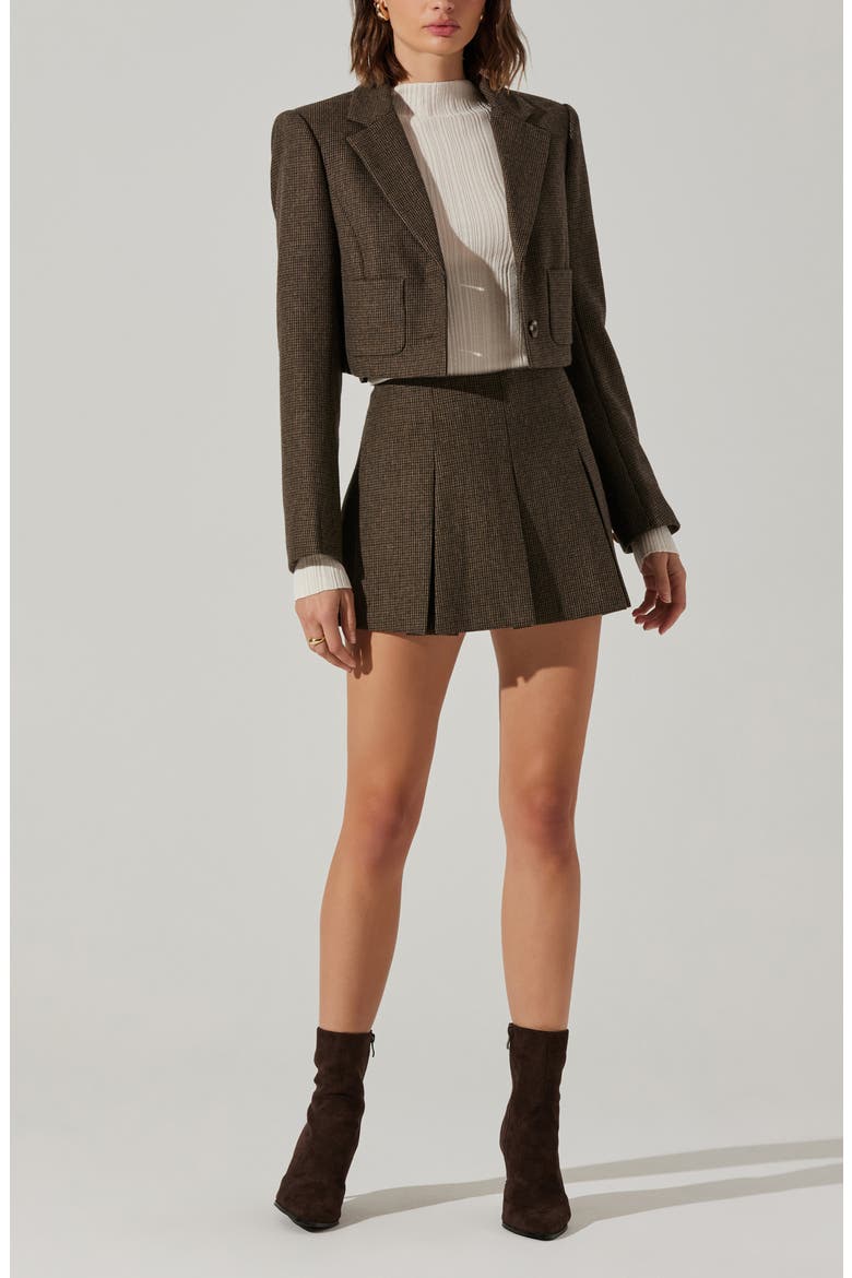Siarah Houndstooth Crop Jacket, Alternate, color, MOCHA PLAID