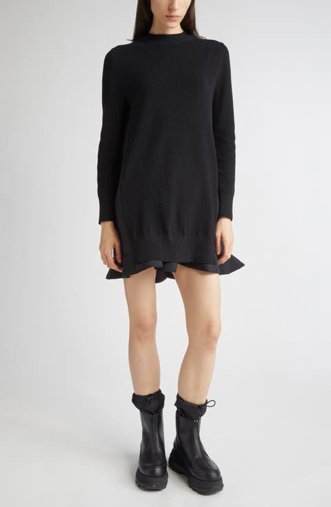 【sacai】DOESKIN MIX DRESS ブラック sacai - sacai】 Suiting Mix Dress サカイ ドレス 2022ssの通販
