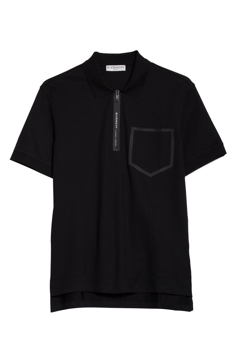Address Slim Fit Black Short Sleeve Zip Polo, Alternate, color, BLACK