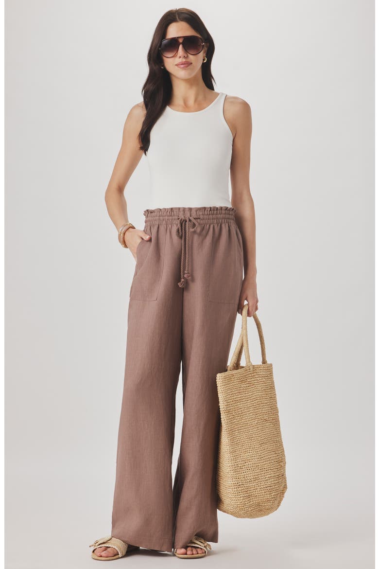 Stella Paperbag Linen Wide Leg Pants, Alternate, color, WICKER