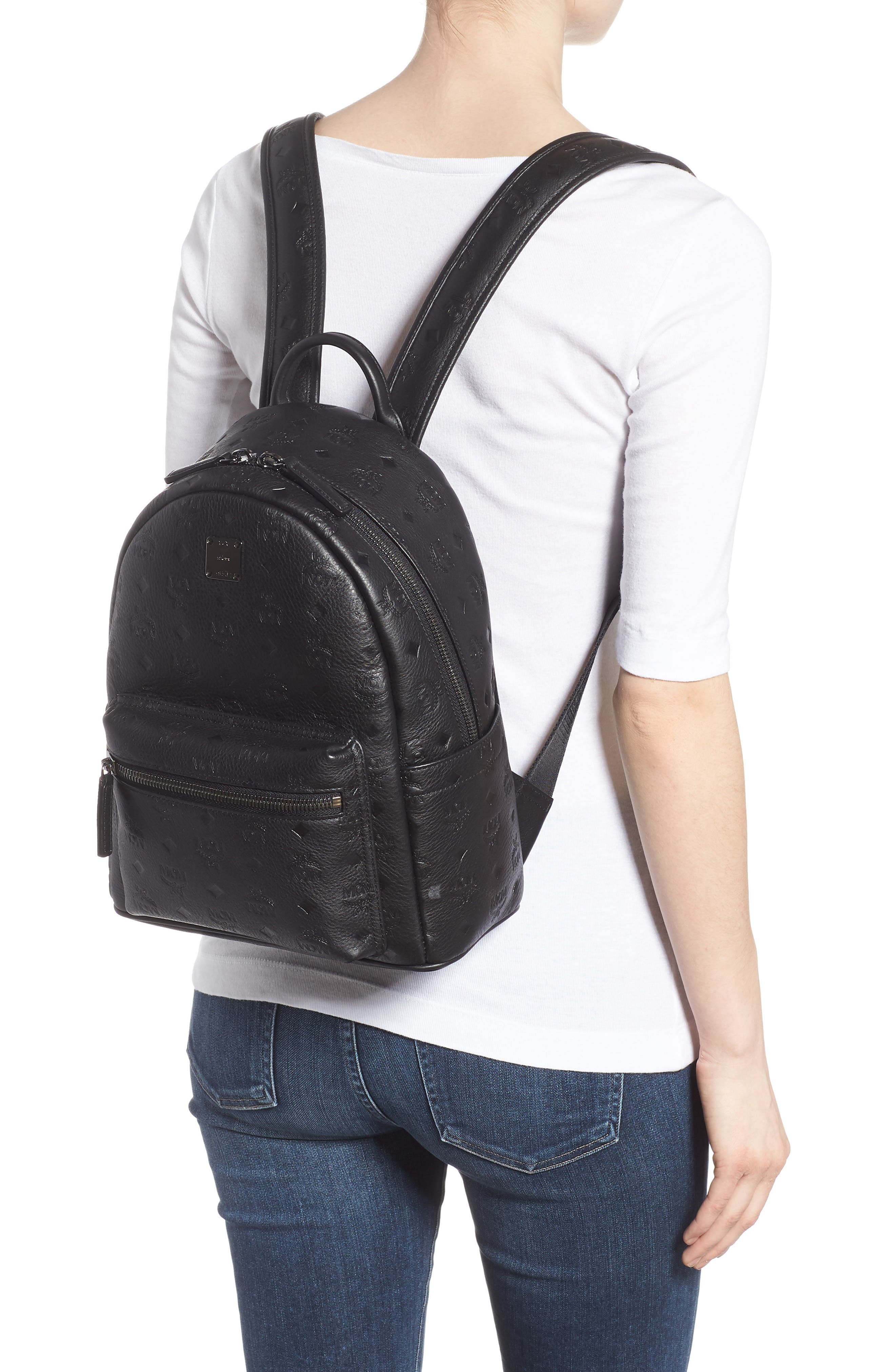 Ottomar Leather Backpack, Alternate, color, BLACK