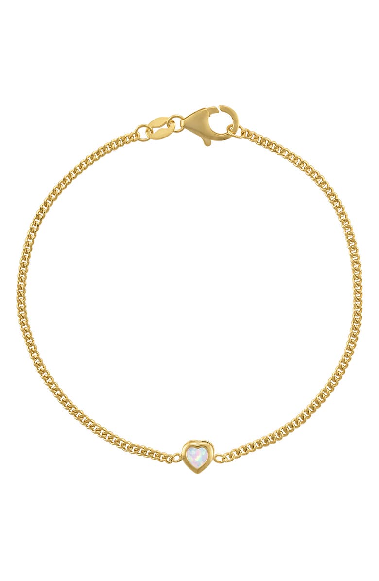 FZN 14K Gold Over Silver Gemstone Heart Charm Bracelet, Main, color, Opal