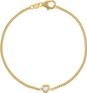 FZN 14K Gold Over Silver Gemstone Heart Charm Bracelet