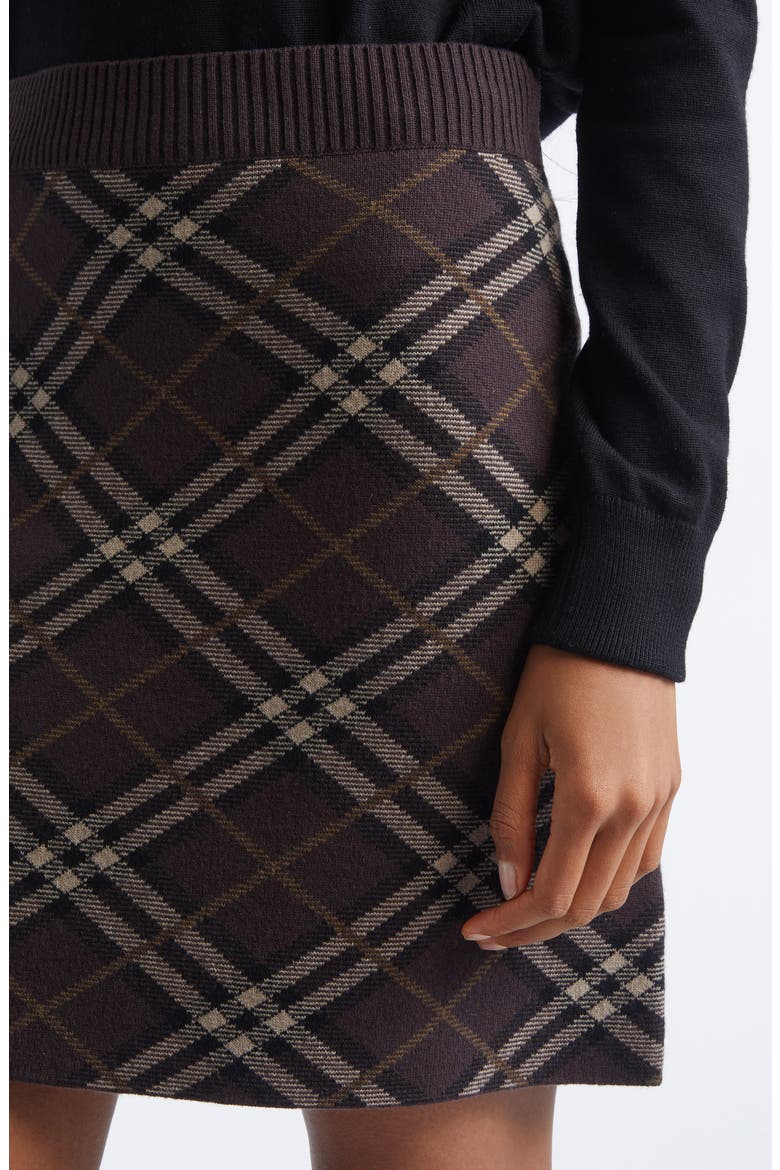 Ginny Check Knit Miniskirt, Alternate, color, TRUFFLE IP CHECK