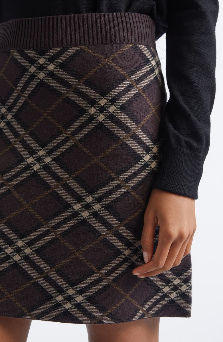 Burberry Ginny Check Knit Miniskirt, Alternate, color, Truffle Ip Check