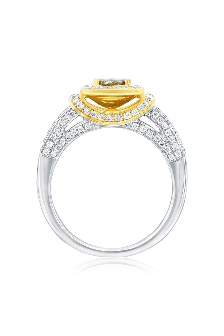 14K White & Yellow Gold 0.44ct Yellow Diamond & 0.43cttw Diamond Ring, Alternate, color, Green