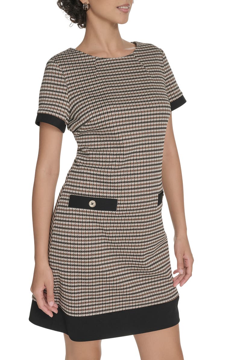 Tommy Hilfiger Houndstooth Short Sleeve Shift Dress, Alternate, color, 