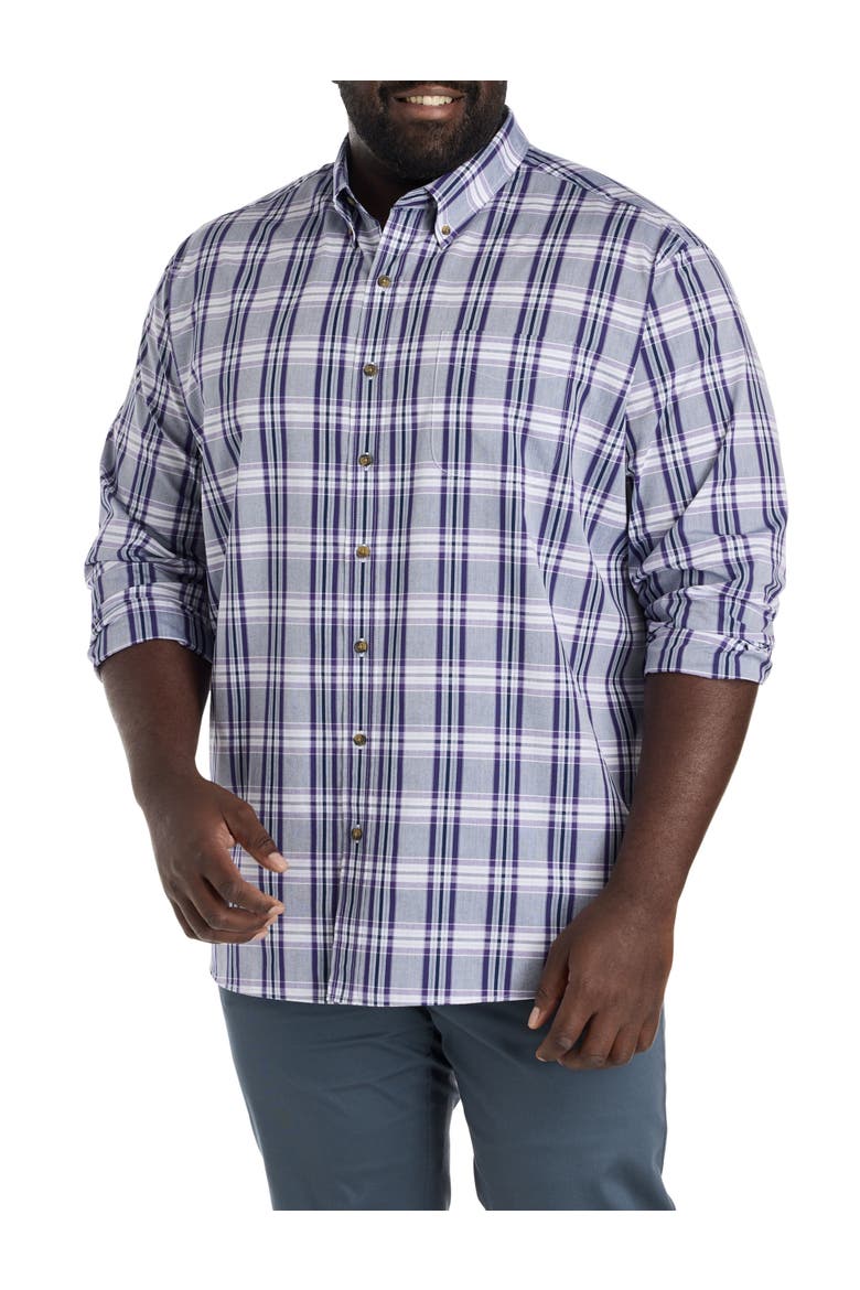 Big & Tall Easy-Care Medium Plaid Sport Shirt V2, Main, color, MULTI