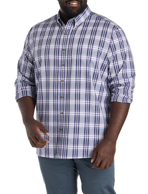 Big & Tall Easy-Care Medium Plaid Sport Shirt V2