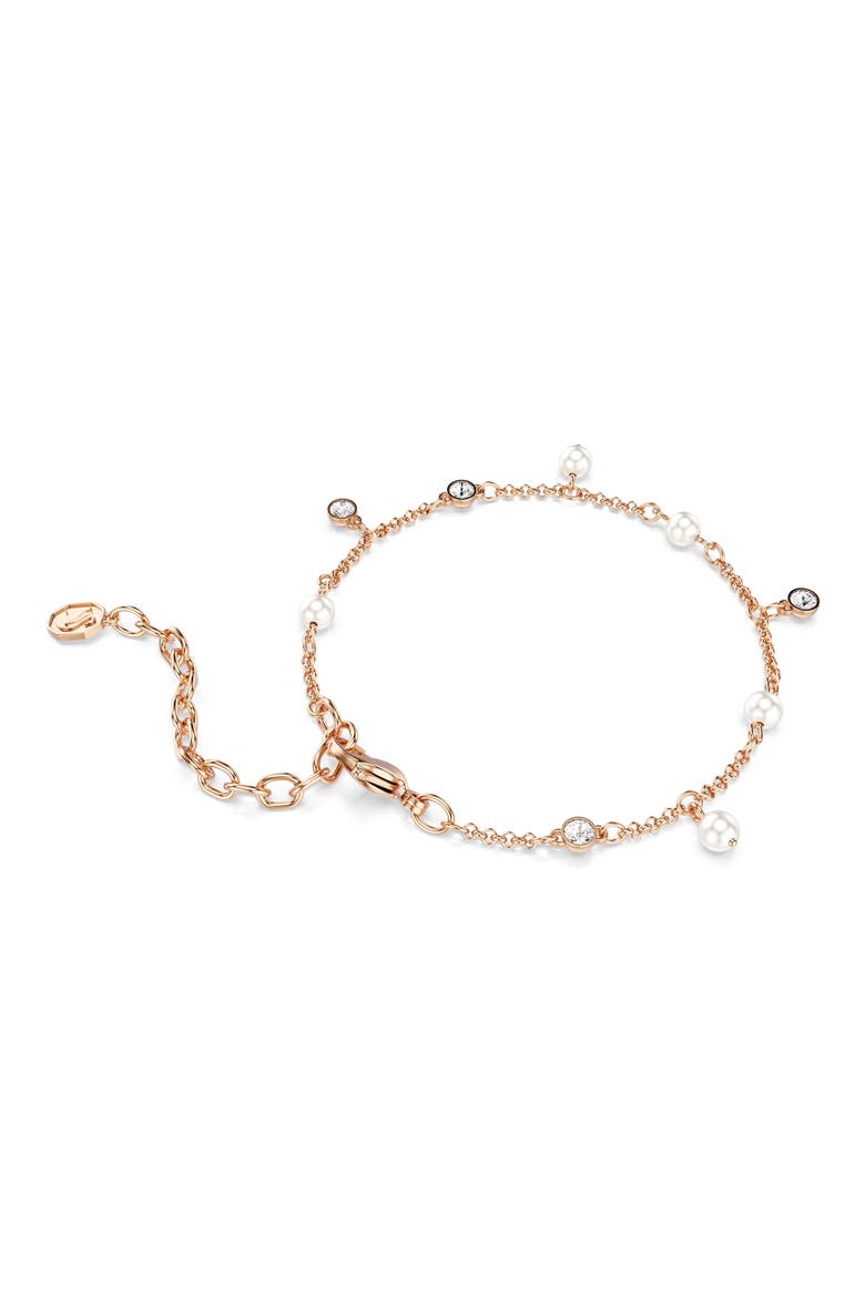 Imber Crystal & Imitation Pearl Strand Bracelet, Alternate, color, WHITE CRYSTAL/ ROSE GOLD