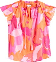 SUGARLIPS Merim Deniza Floral Split Neck Cotton Top