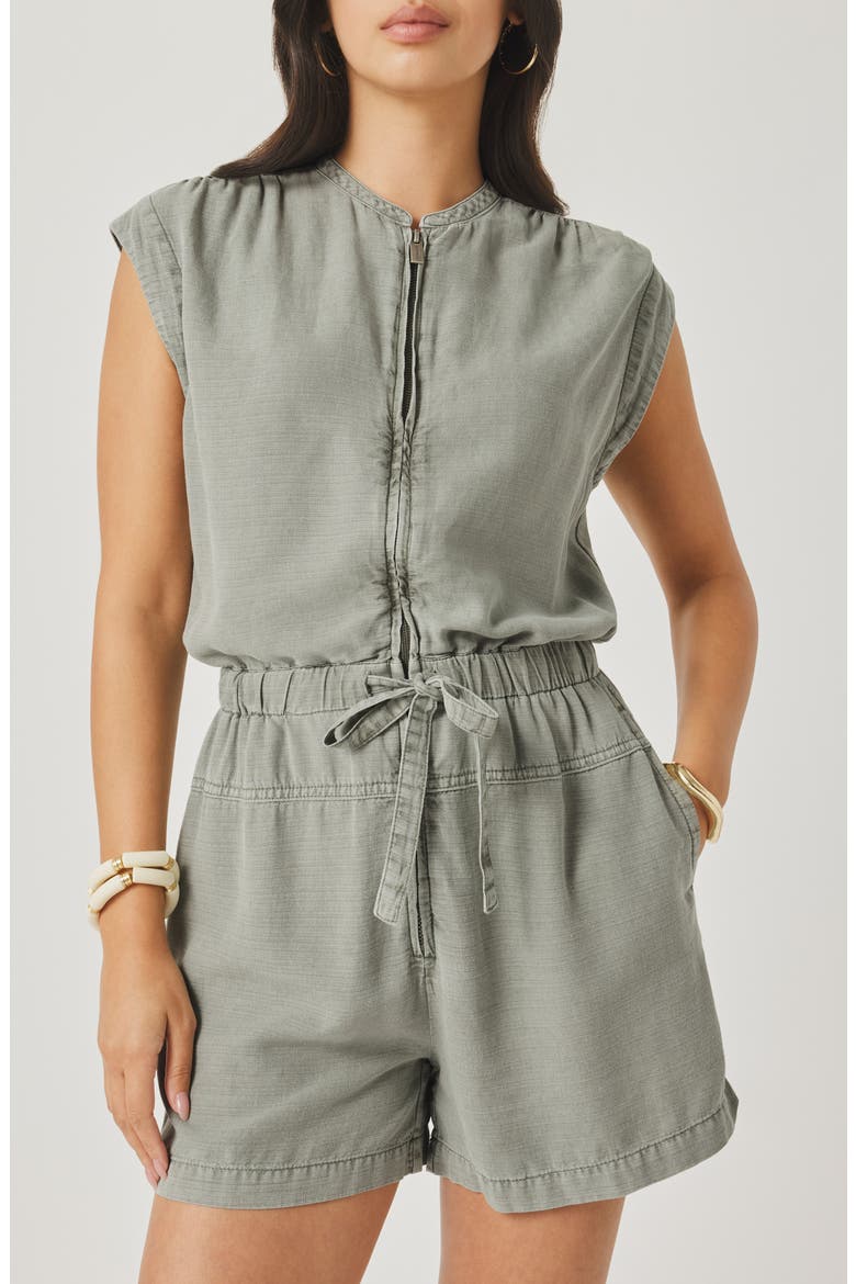 Rosalie Tie Waist Romper, Alternate, color, EUCALYPTUS GREEN
