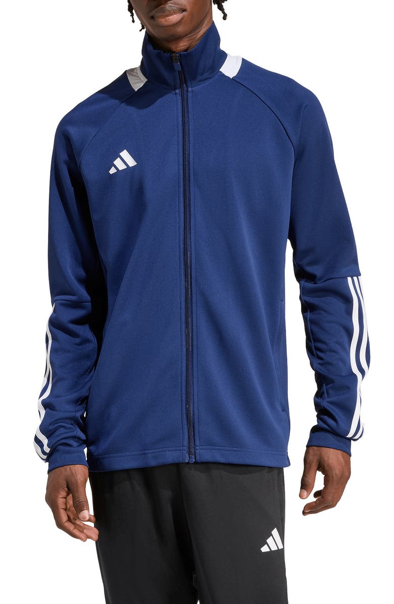 adidas Sereno AEROREADY Track Jacket, Main, color, Dark Blue/ White