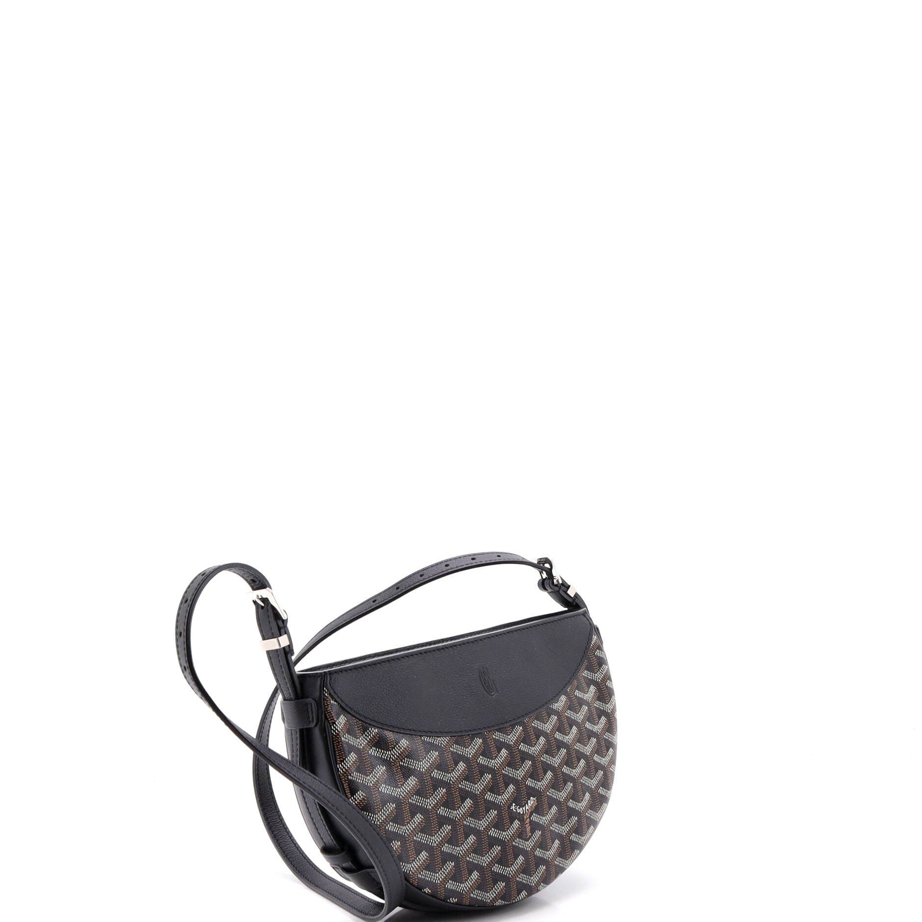 Hirondelle Shoulder Bag Coated Canvas and Leather, Alternate, color, Black
