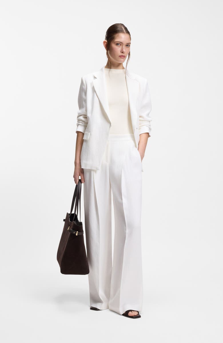 BOSS Tiana Pleated Wide Leg Pants, Alternate, color, Bright White
