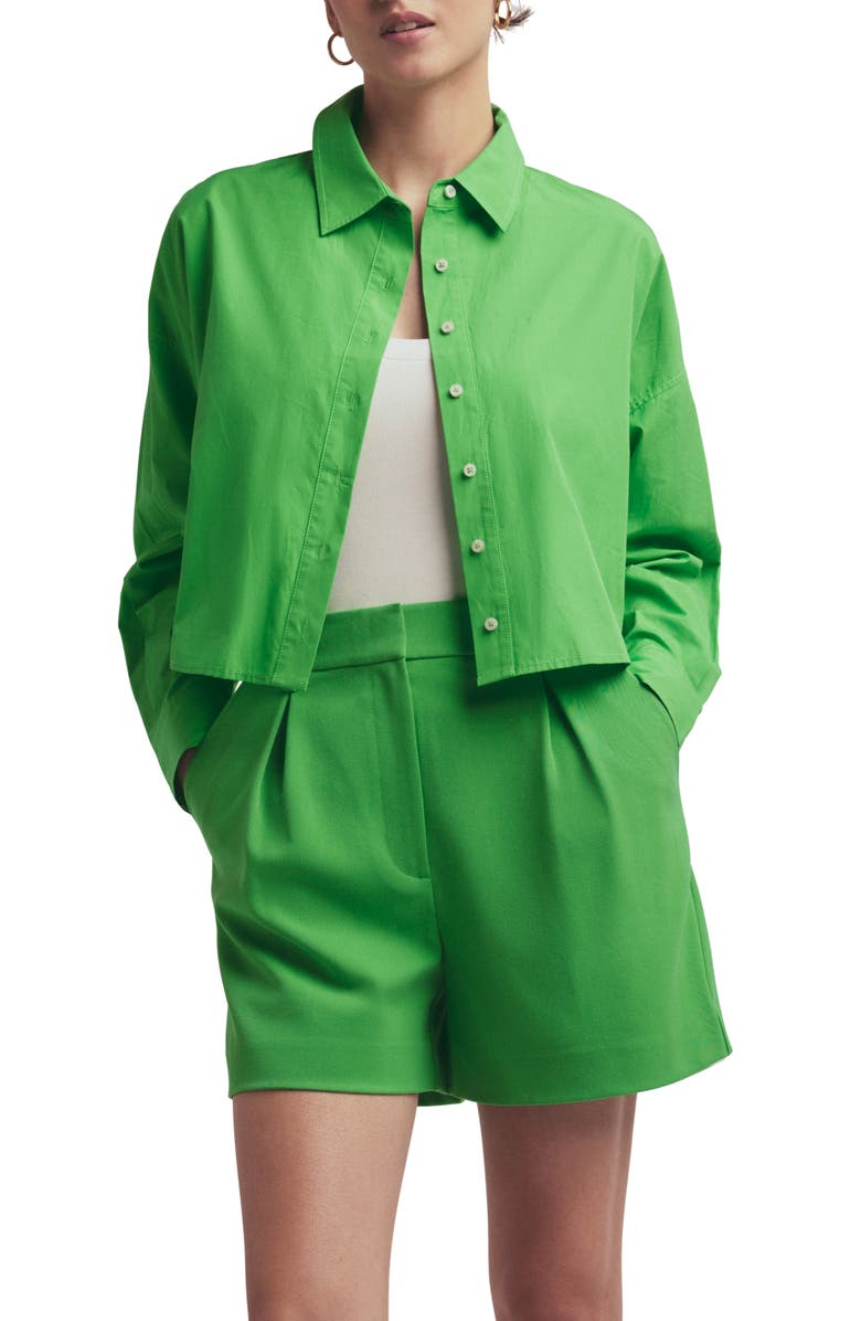 Favorite Daughter The Crop Ex Boyfriend Button-Up Shirt, Main, color, Lime