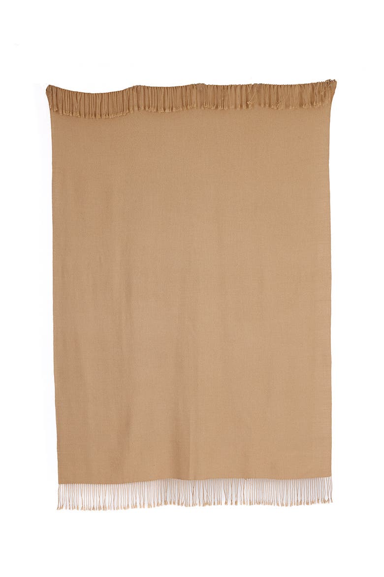 Handloomed Wasi Collection - 100% Undyed Baby Alpaca Artisan Weaver All Natural Luxurious Throw Blanket, Main, color, Camel