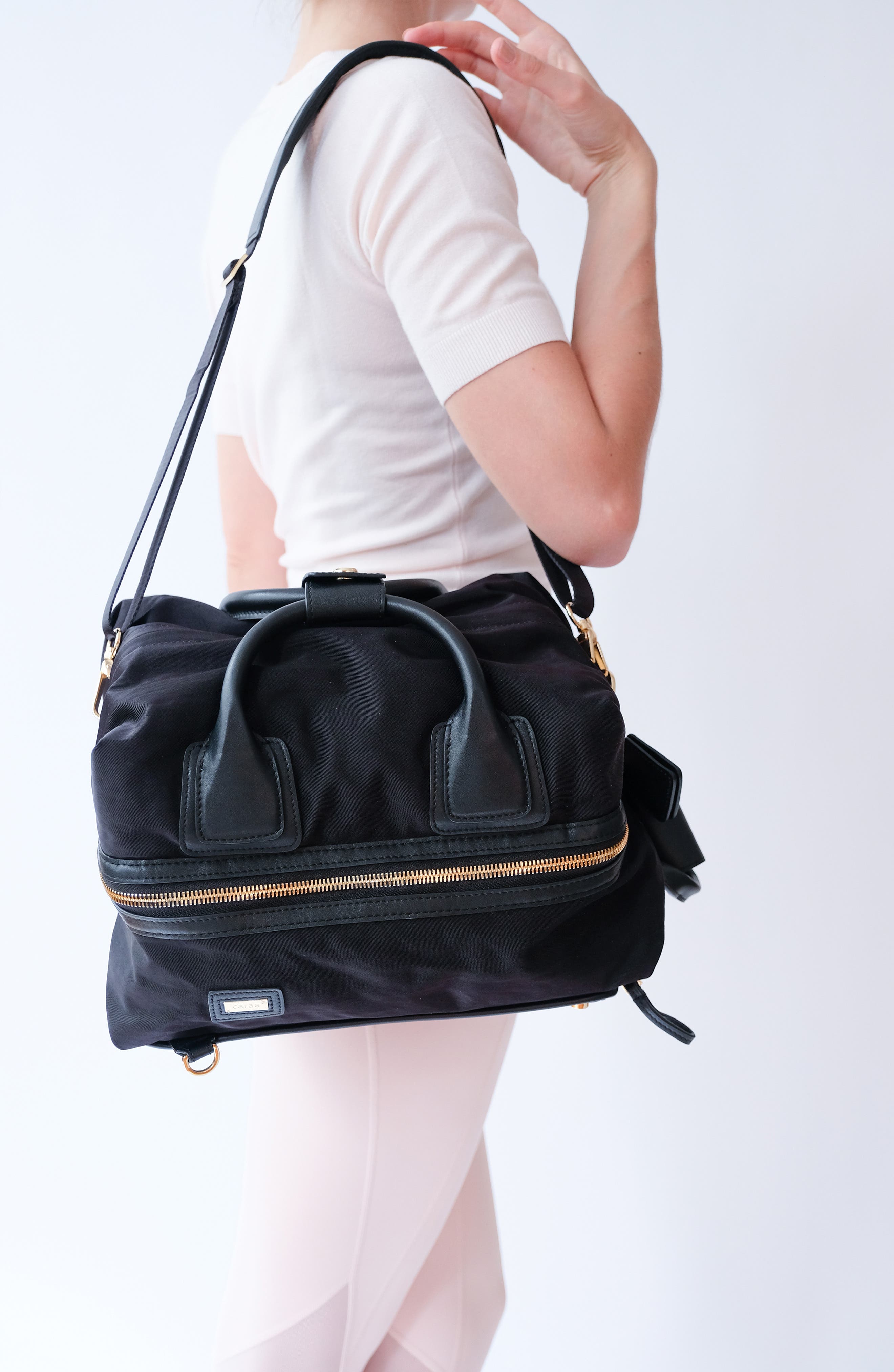 Small Studio Duffel Backpack, Alternate, color, BLACK/ GOLD