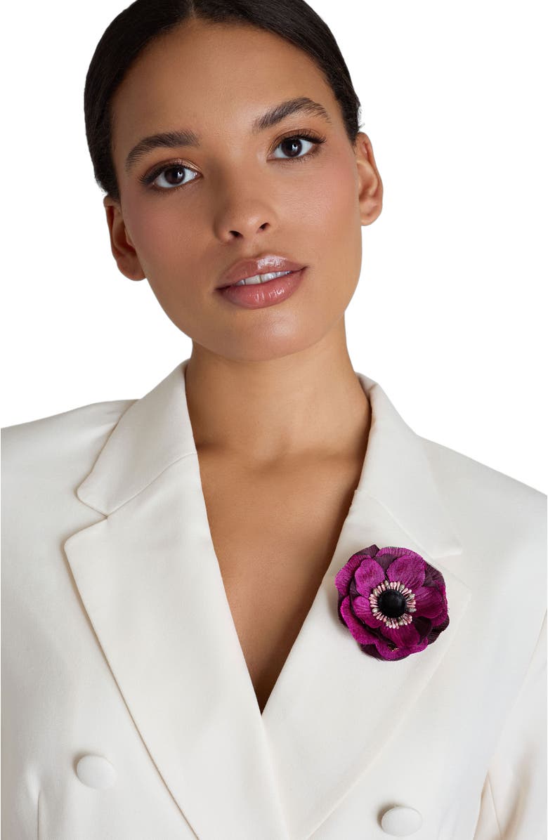 Helena Simon The Magenta Anemone Floral Brooch, Alternate, color, Magenta